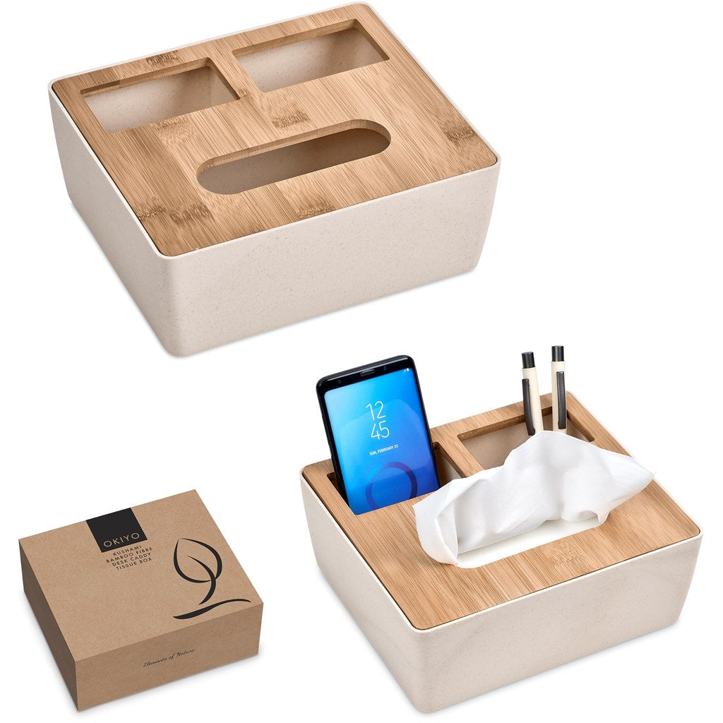 Okiyo Kushami Bamboo Fibre Desk Caddy Tissue Box