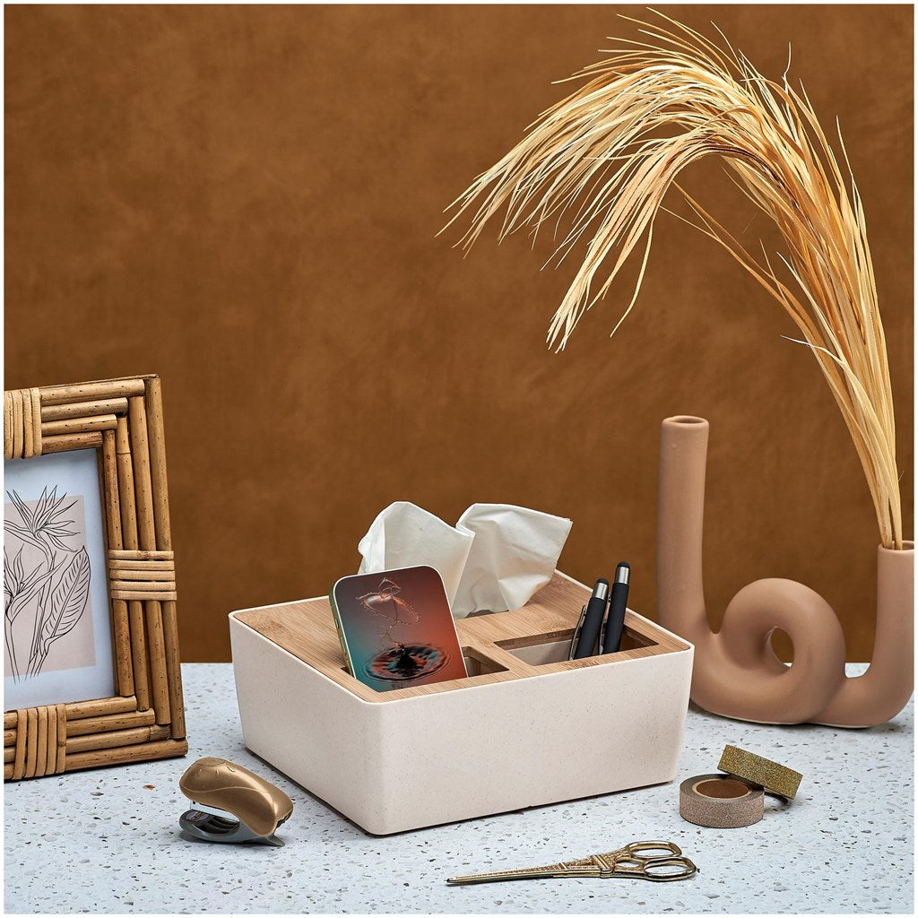Okiyo Kushami Bamboo Fibre Desk Caddy Tissue Box