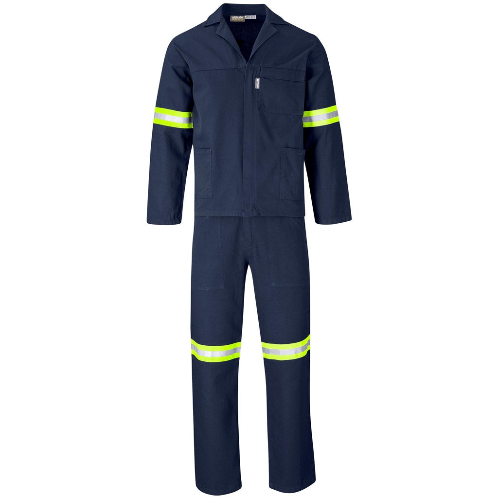 Technician 100% Cotton Conti Suit - Reflective Arms, Legs & Back - Yellow Tape
