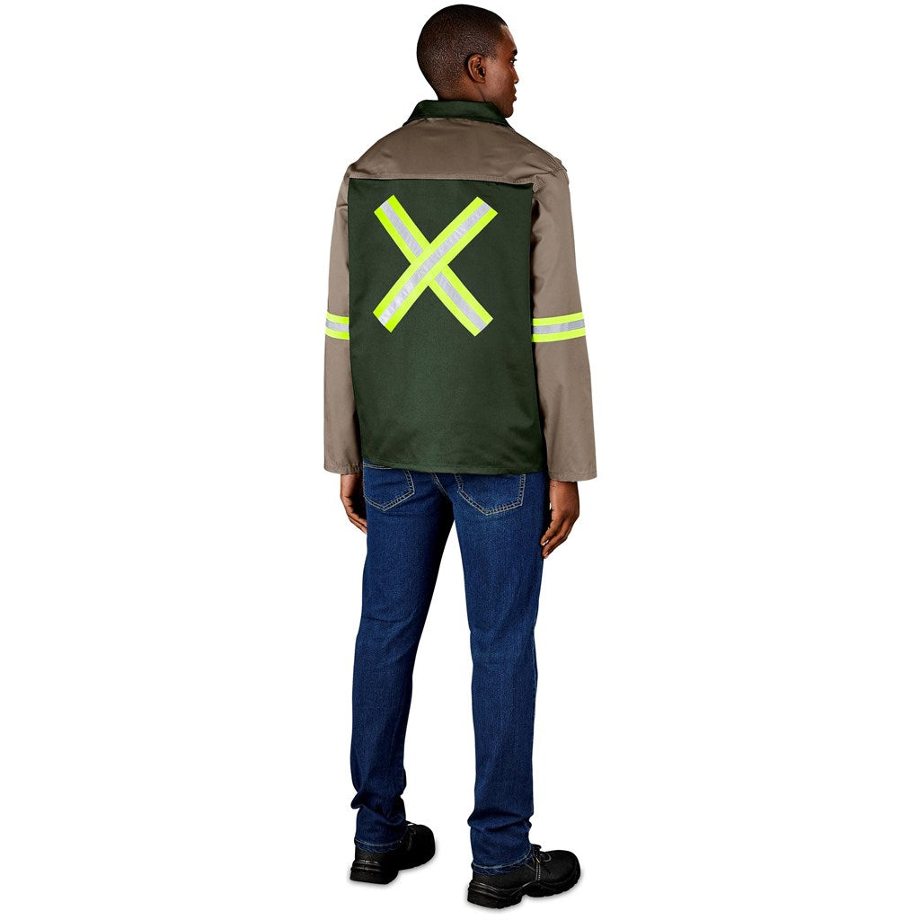 Site Premium Two-Tone Polycotton Jacket - Reflective Arms & Back - Yellow Tape