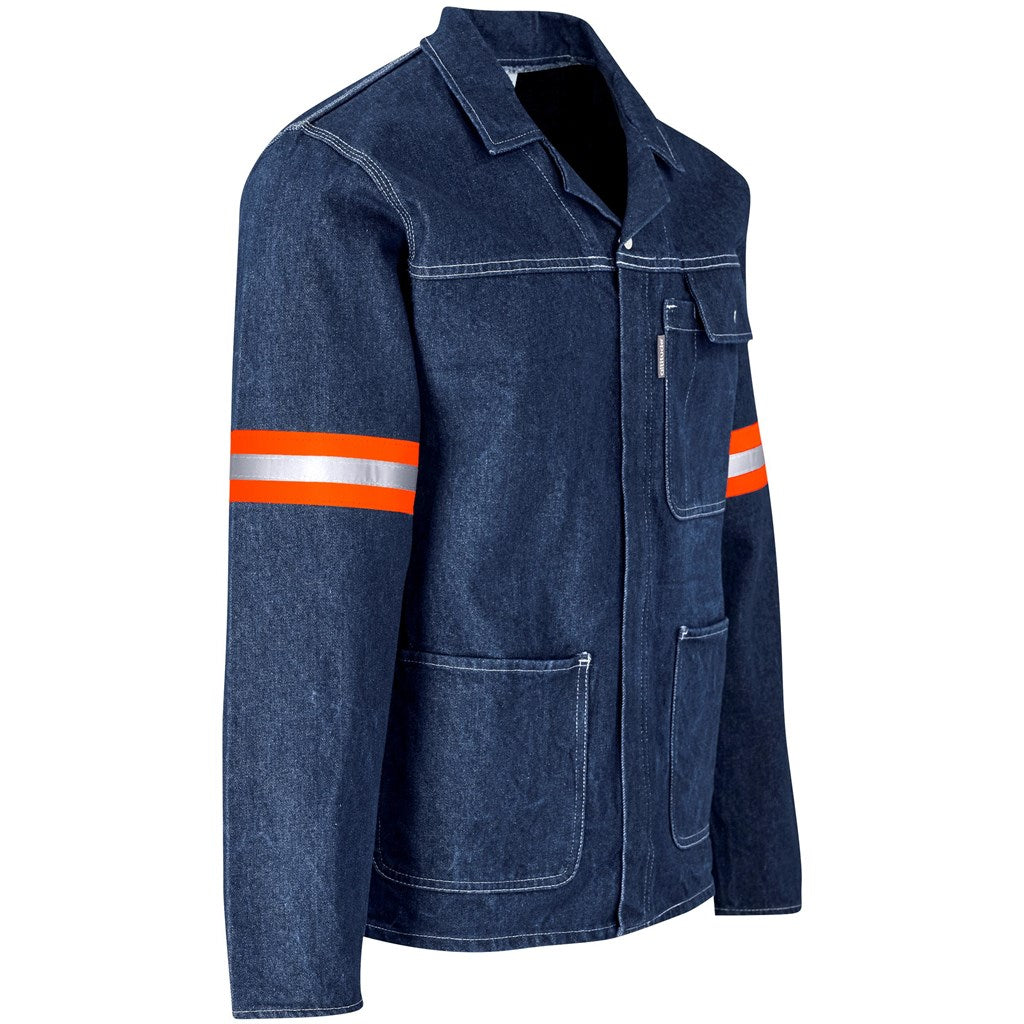 Cast Premium 100% Cotton Denim Jacket - Reflective Arms & Back - Orange Tape