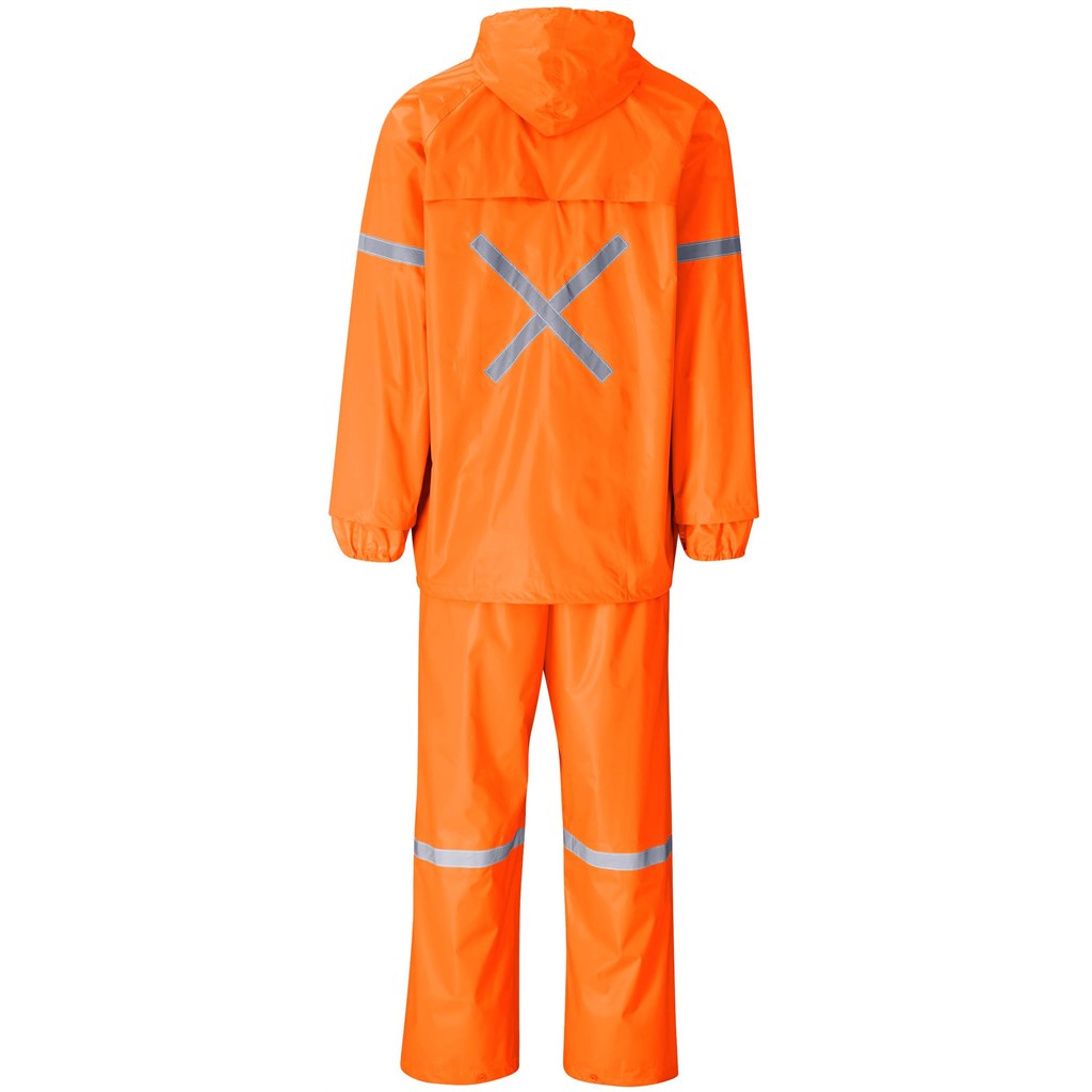 Outdoor Hi-Viz Reflective Polyester/PVC Rainsuit - Orange