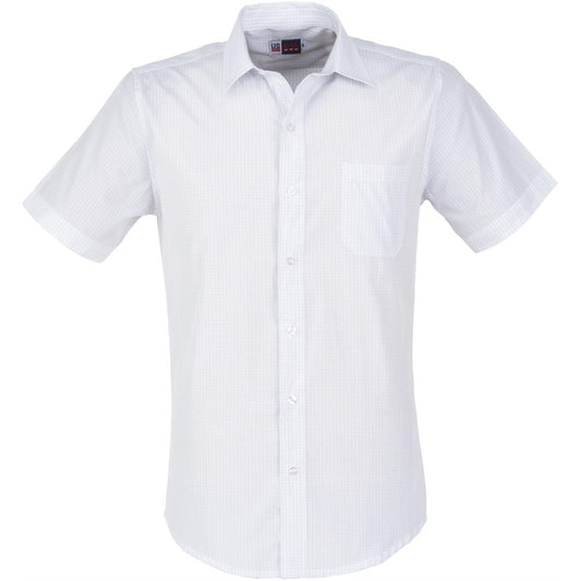 Mens Short Sleeve Huntington Shirt - White Light Blue
