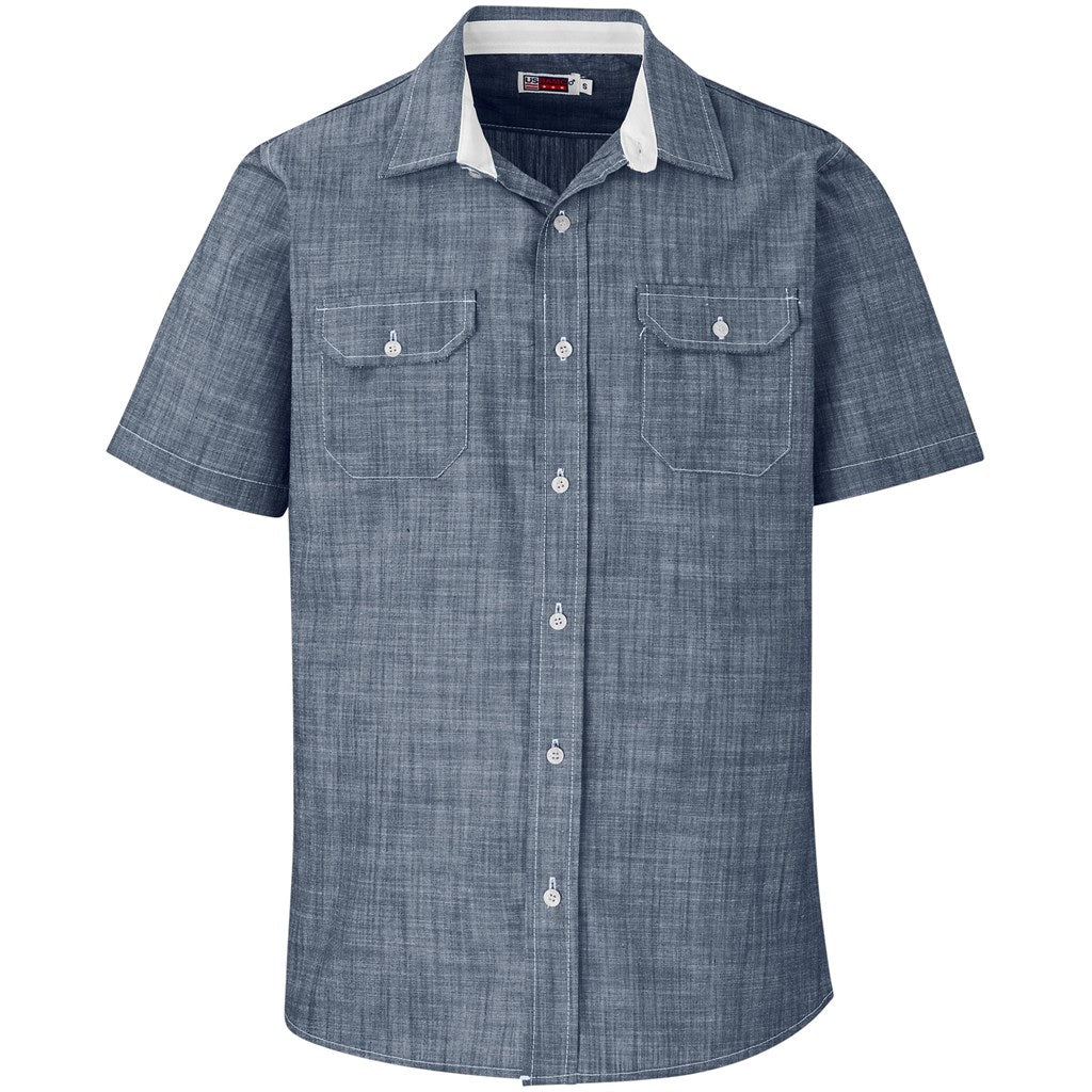 Mens Short Sleeve Windsor Shirt - Navy