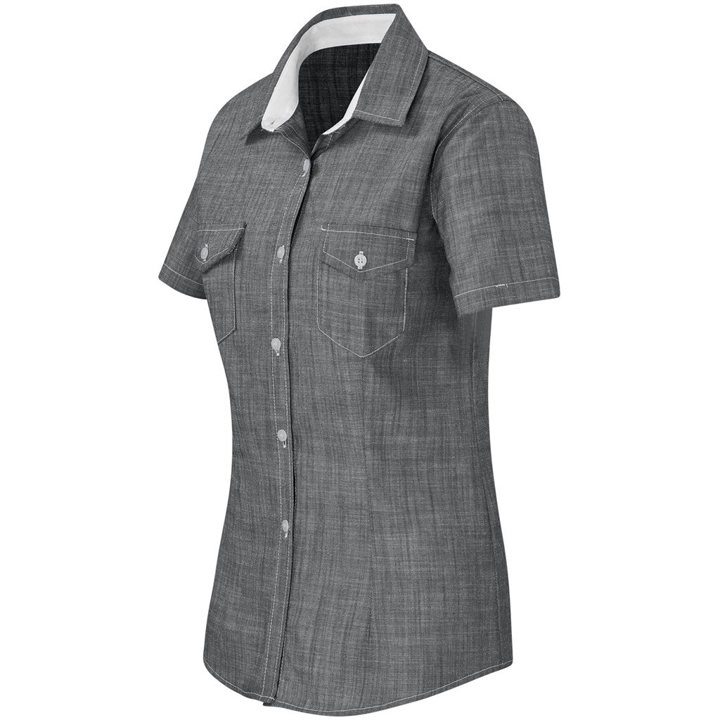 Ladies Short Sleeve Windsor Shirt - Grey