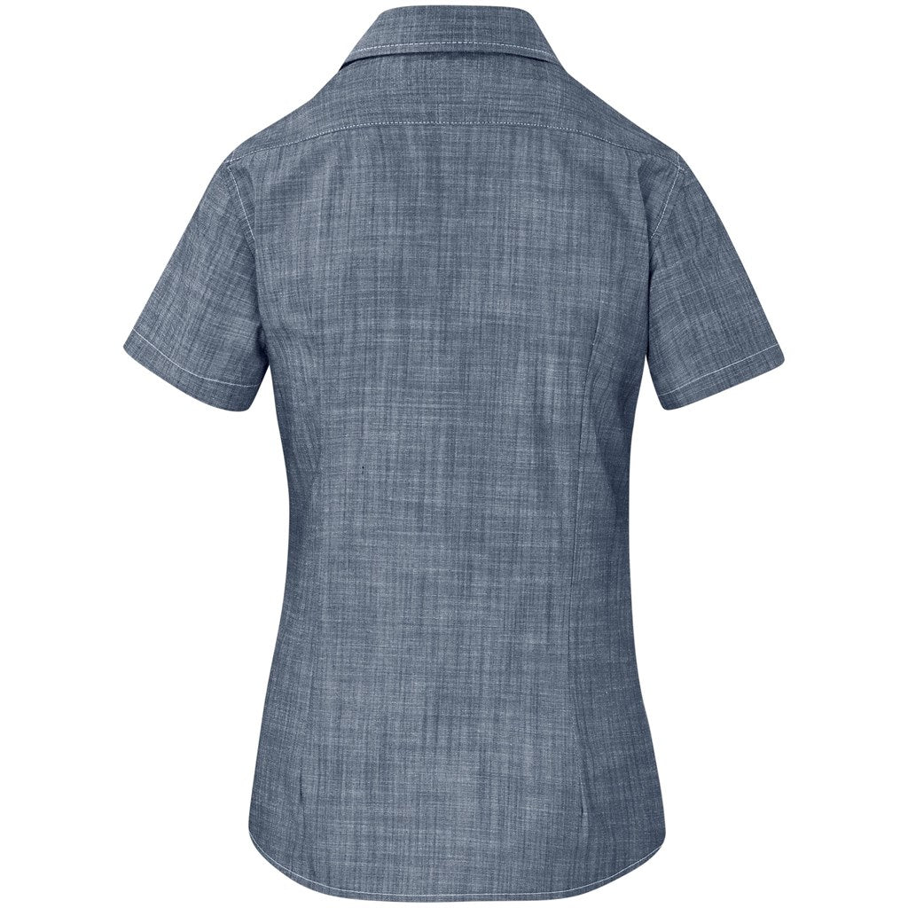 Ladies Short Sleeve Windsor Shirt - Navy