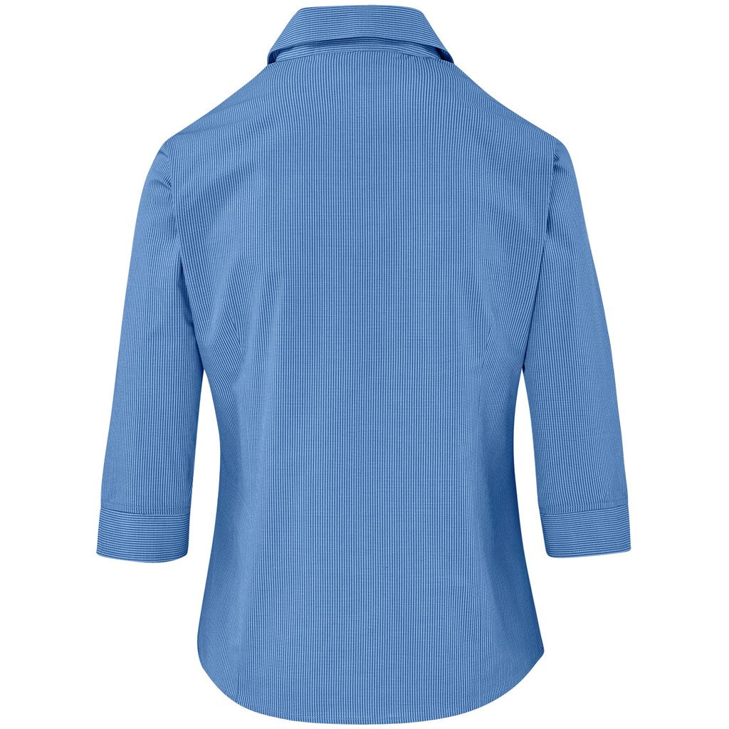 Ladies 3/4 Sleeve Micro Check Shirt