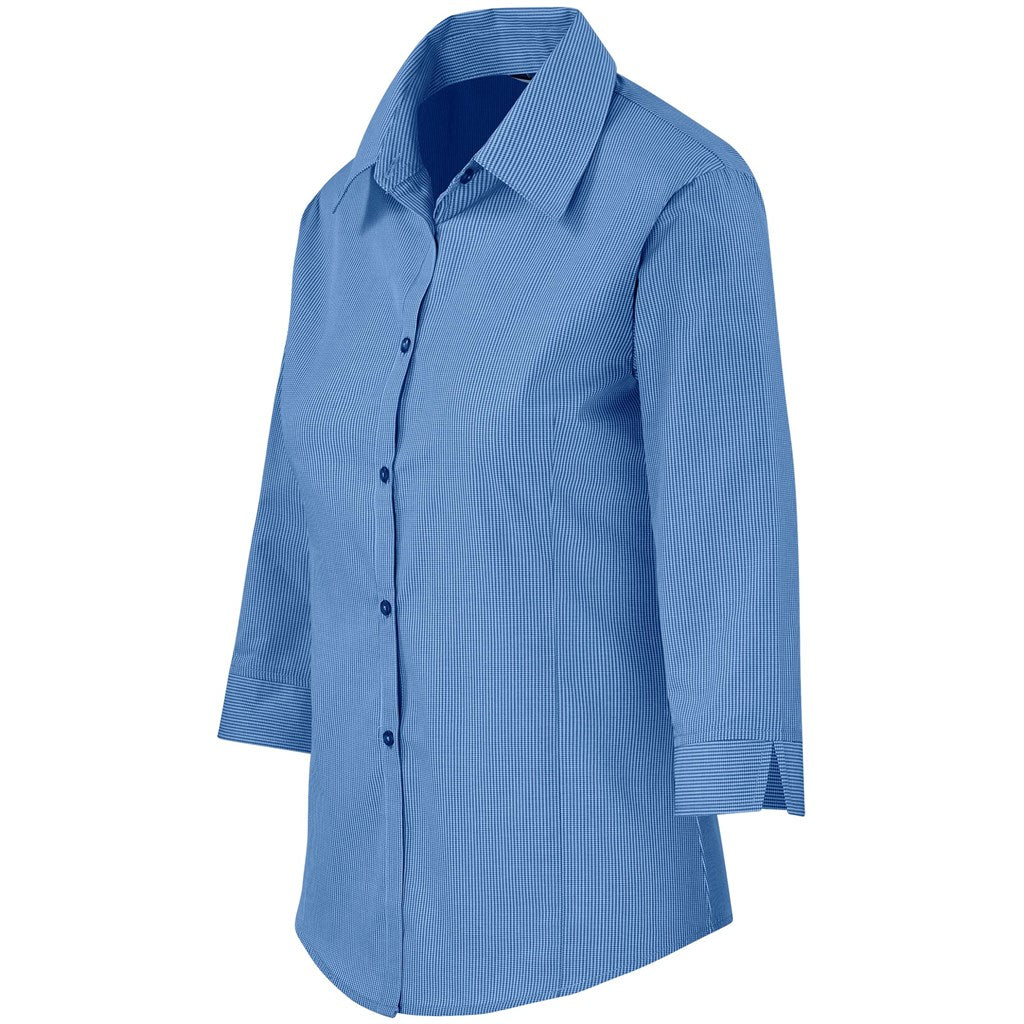 Ladies 3/4 Sleeve Micro Check Shirt