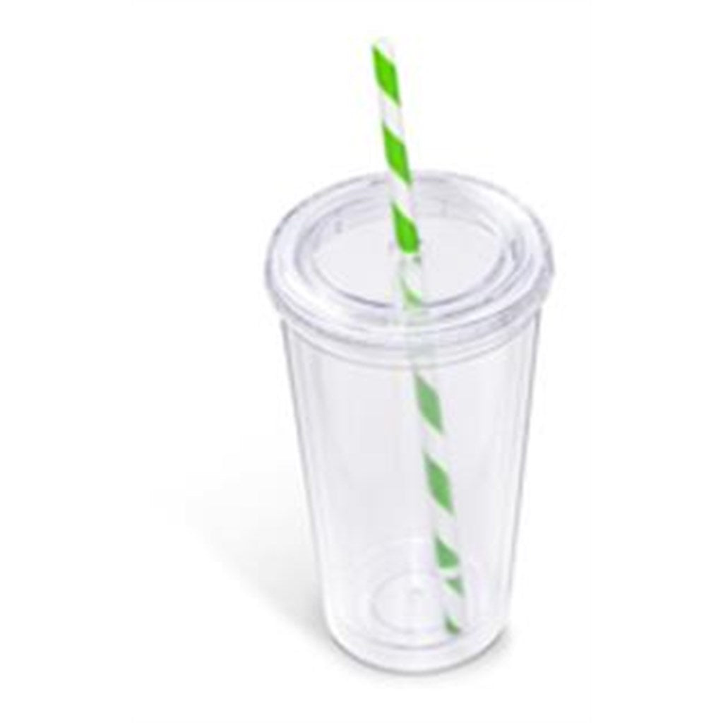 Malibu Double-Wall Plastic Tumbler & Straw - 470ml