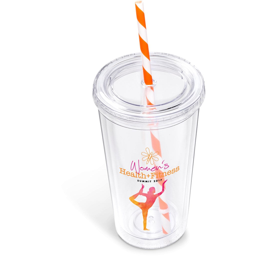 Malibu Double-Wall Plastic Tumbler & Straw - 470ml