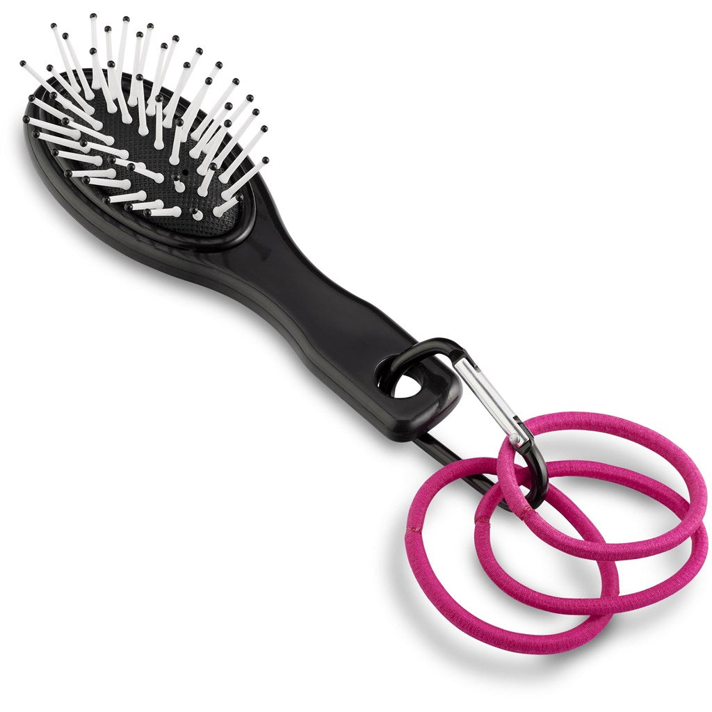 Anastasia Carabiner Brush & Elastic Bands - Pink