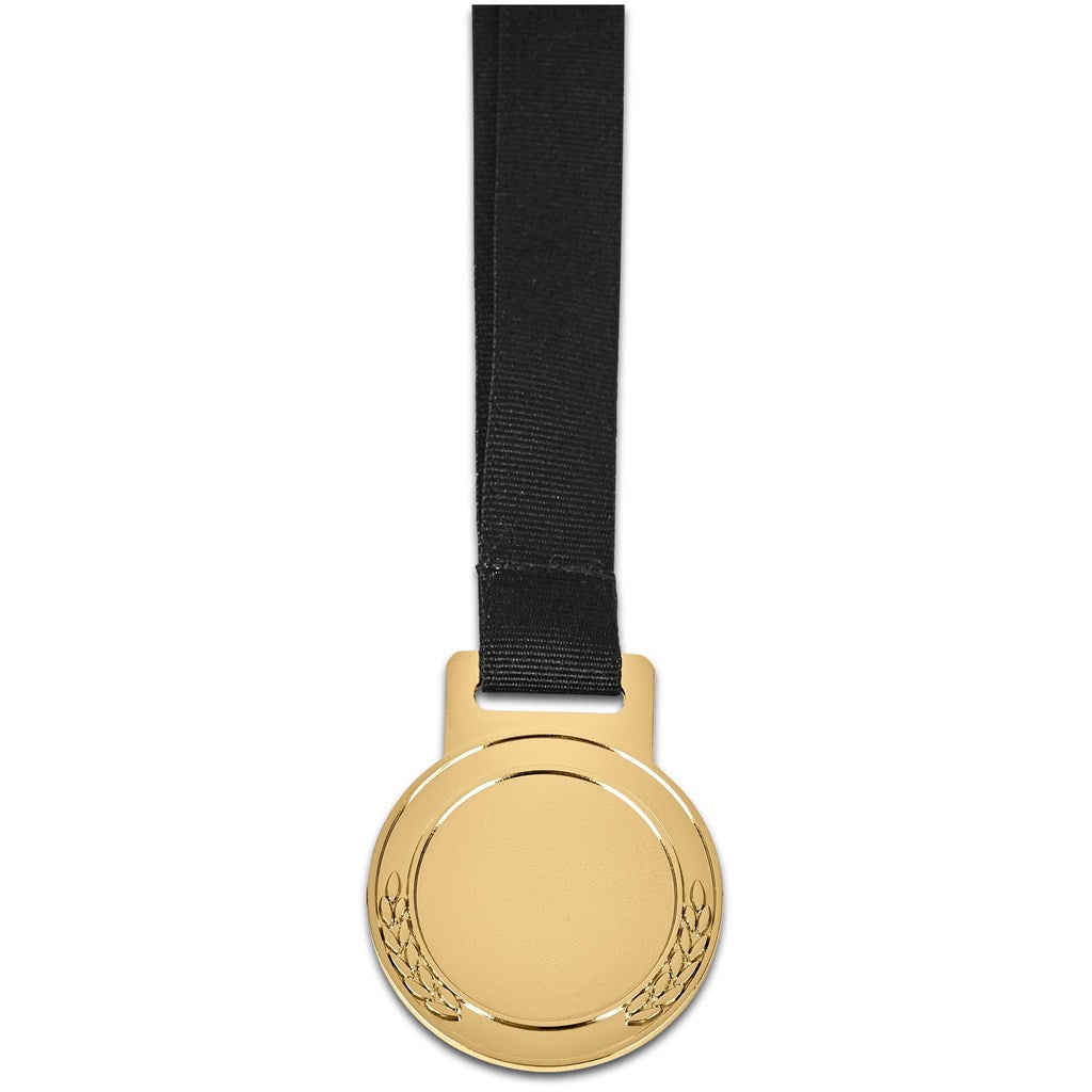 Achiever Medal With Black Petersham Lanyard - Gold