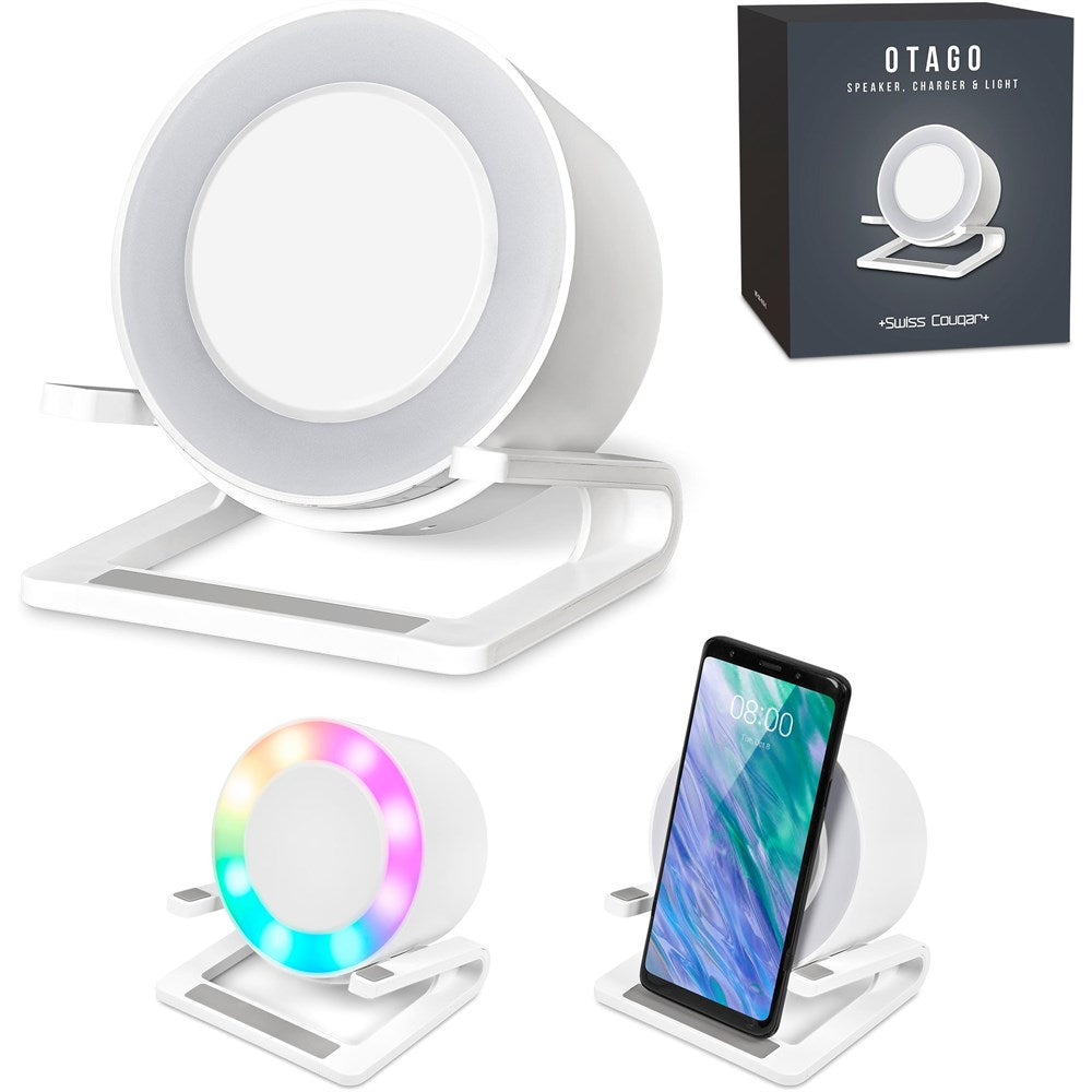 Swiss Cougar Otago Bluetooth Speaker, Wireless Charger, Phone Stand & Night Light