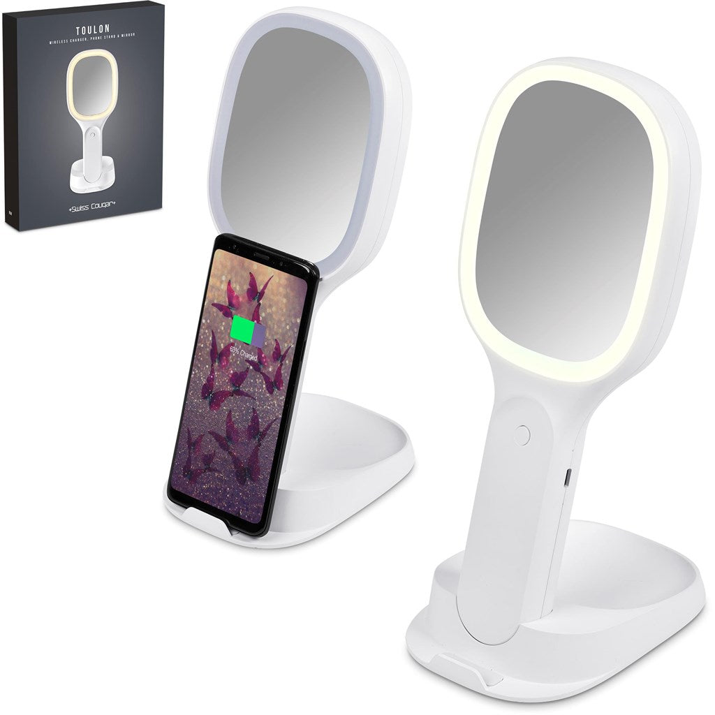 Swiss Cougar Toulon Wireless Charger, Phone Stand & Portable Mirror