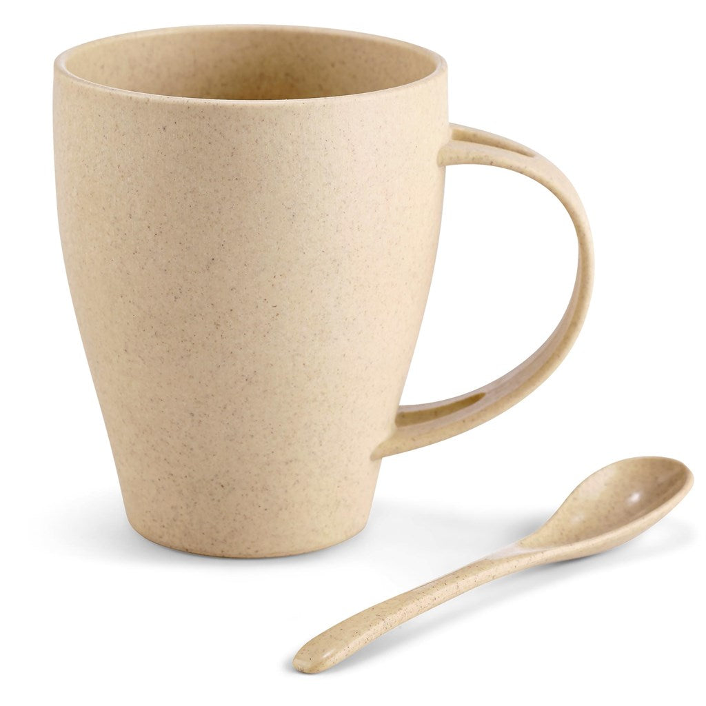 Okiyo Kawai Wheat Straw Mug & Spoon - 350ml