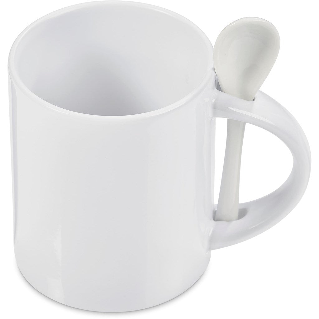 Eden Sublimation Ceramic Coffee Mug & Spoon Set - 320ml