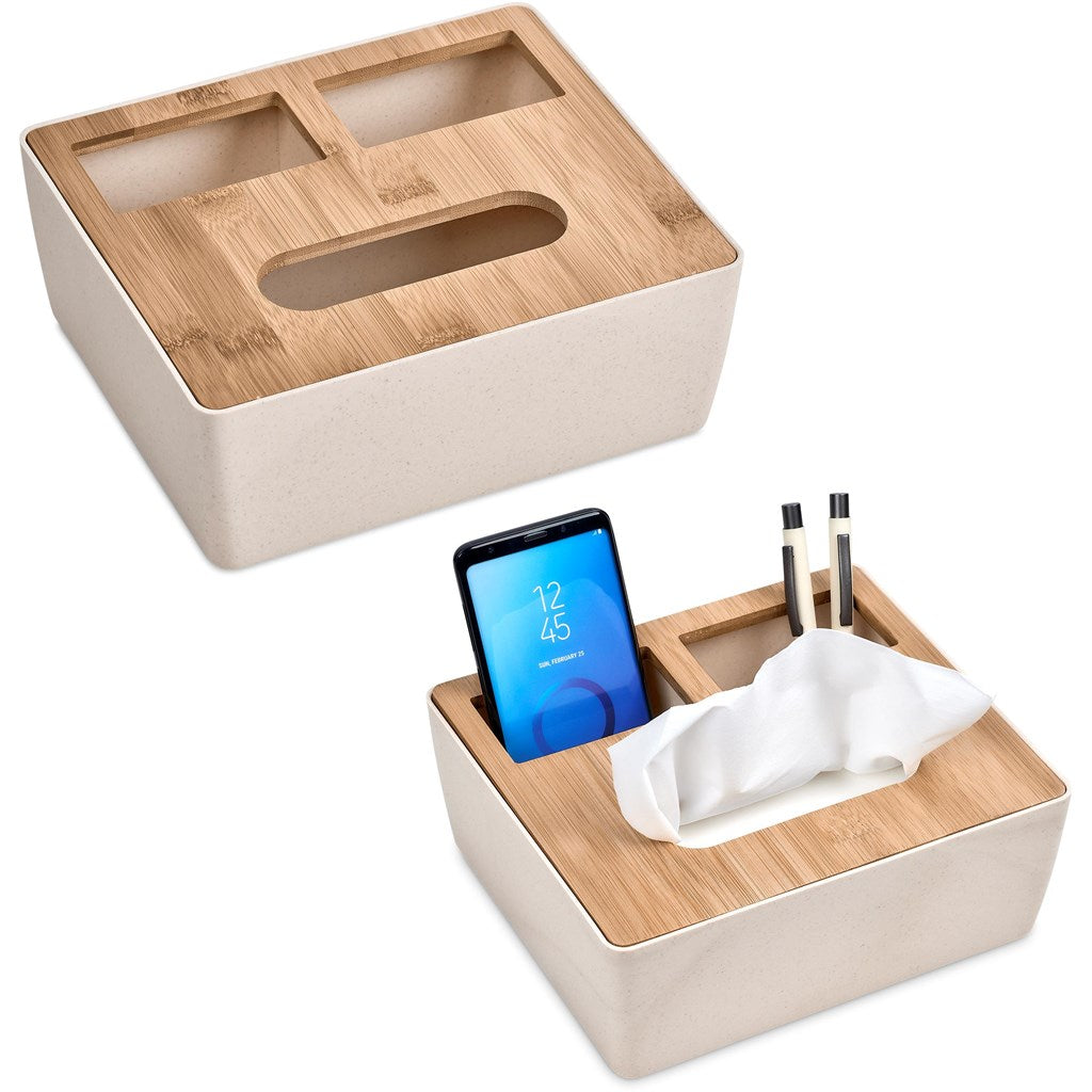 Okiyo Kushami Bamboo Fibre Desk Caddy Tissue Box