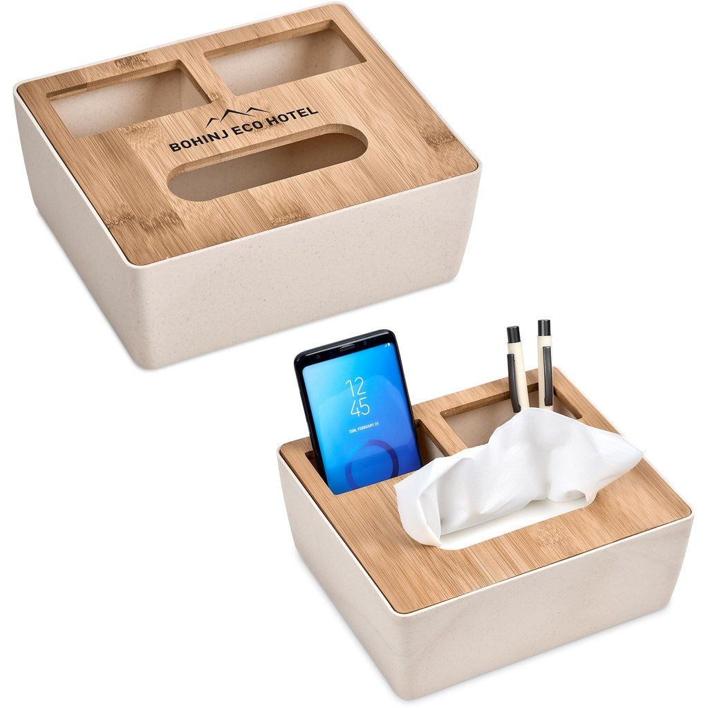 Okiyo Kushami Bamboo Fibre Desk Caddy Tissue Box